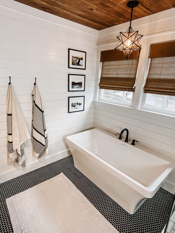 Shiplap bathroom in a modern farmhouse - Home like you mean it