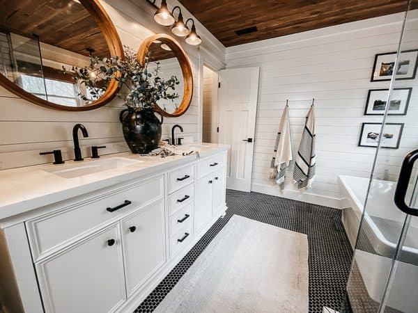 Shiplap Bathroom In A Modern Farmhouse Home Like You Mean It - How To Seal Wood For Bathroom